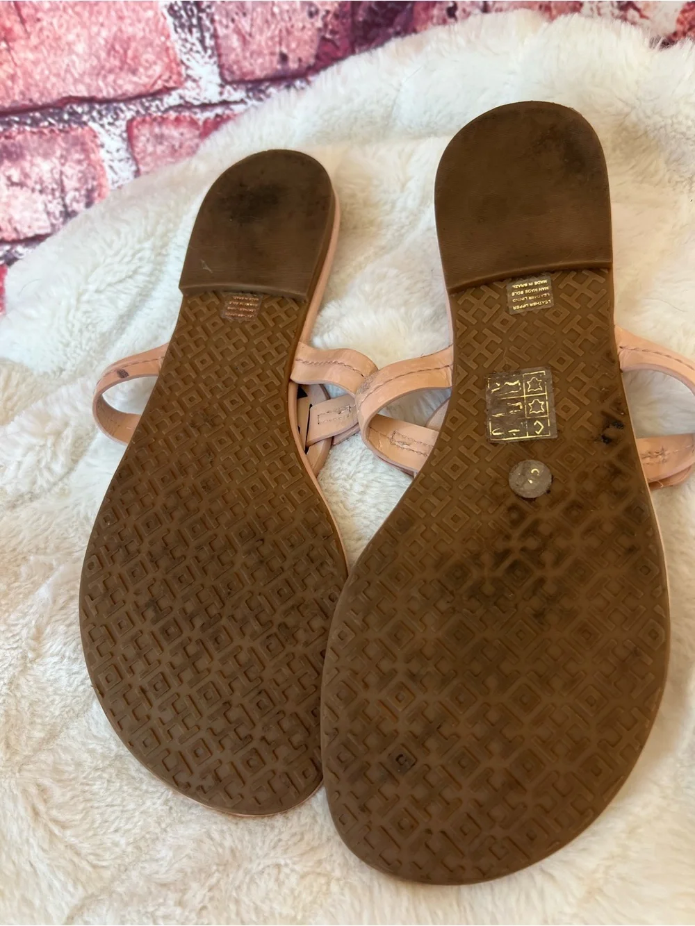 Tory Burch Miller Sandal Light Nude Tan Leather Thong Flats